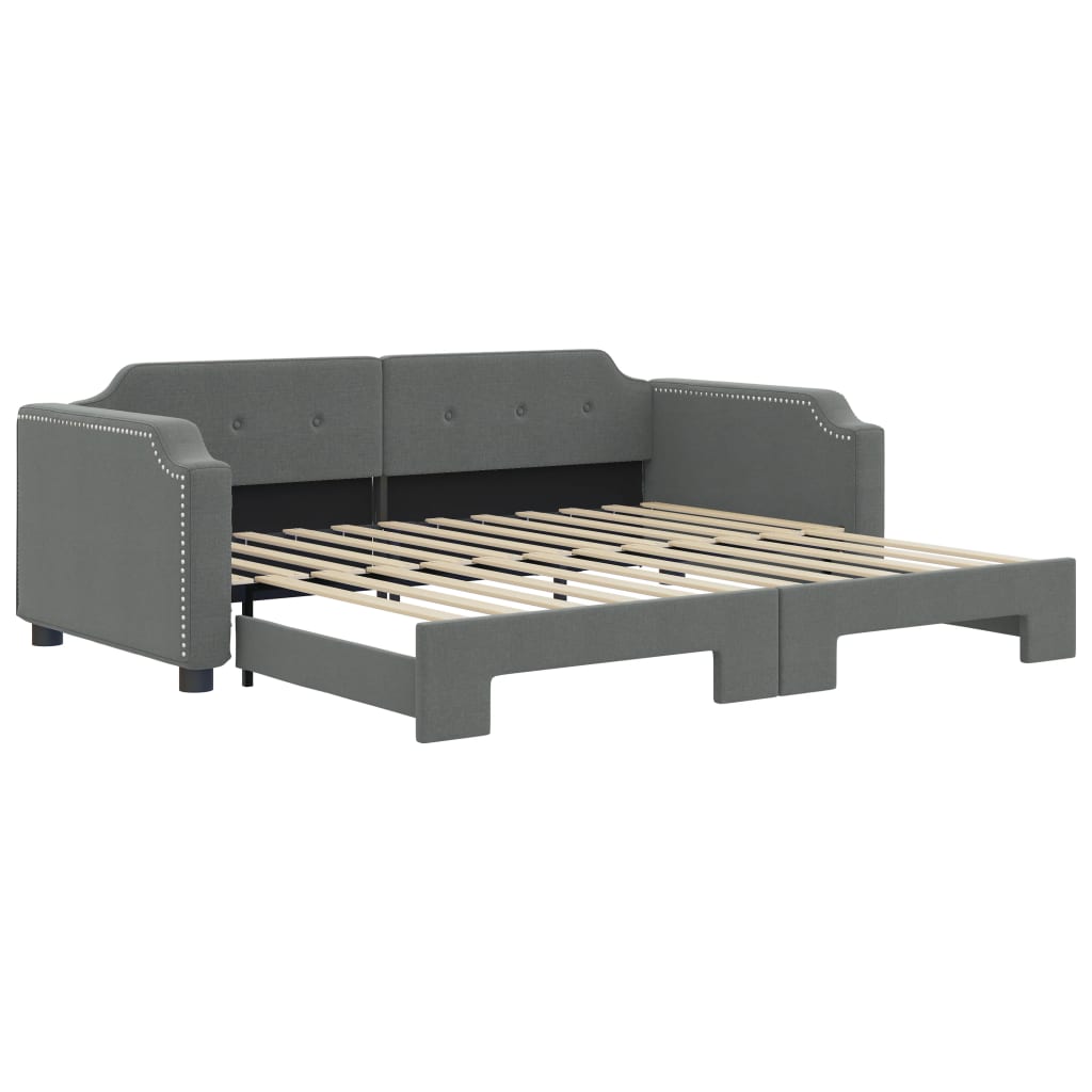 vidaXL Slaapbank met onderschuifbed 90x190 cm stof donkergrijs grijs, foto 3