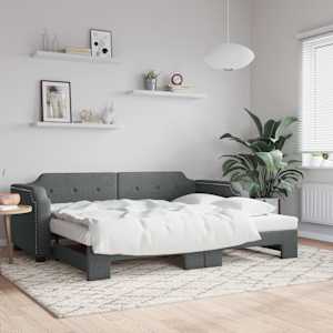 Válenda s přistýlkou tmavě šedá 90 x 190 cm textil - obrázek 1