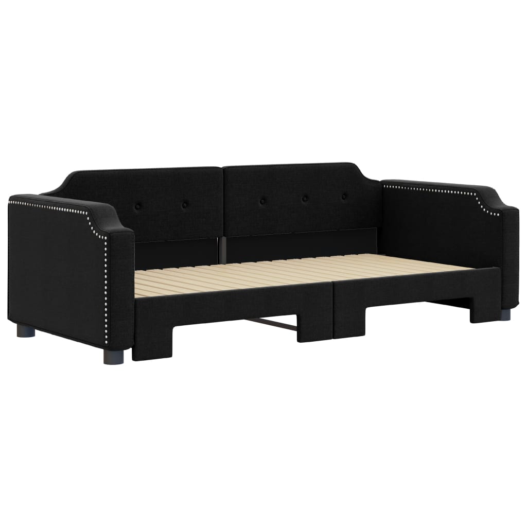 vidaXL Slaapbank met onderschuifbed 90x190 cm stof zwart afbeelding