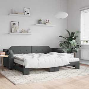 Válenda s přistýlkou a matracemi tmavě šedá 80 x 200 cm textil - obrázek 1