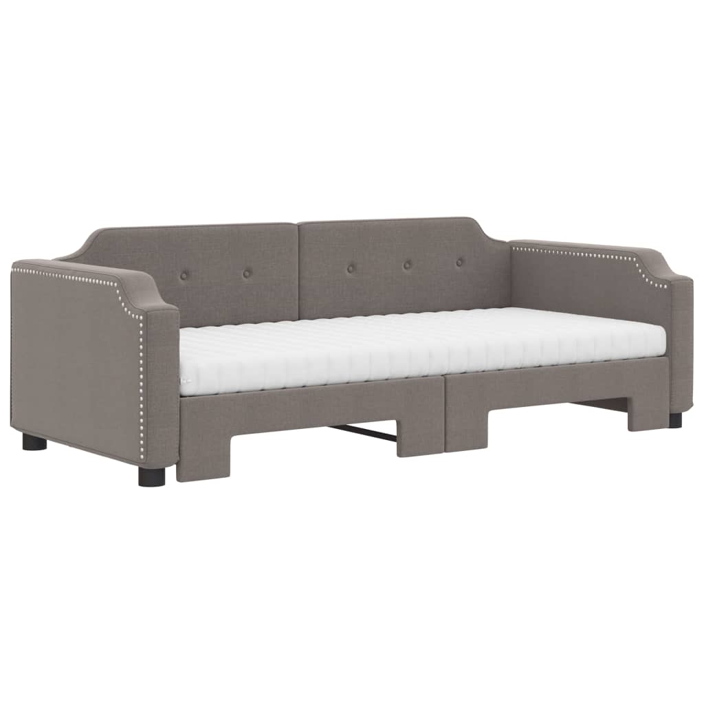 vidaXL Slaapbank met onderschuifbed en matrassen 80x200 cm stof taupe afbeelding
