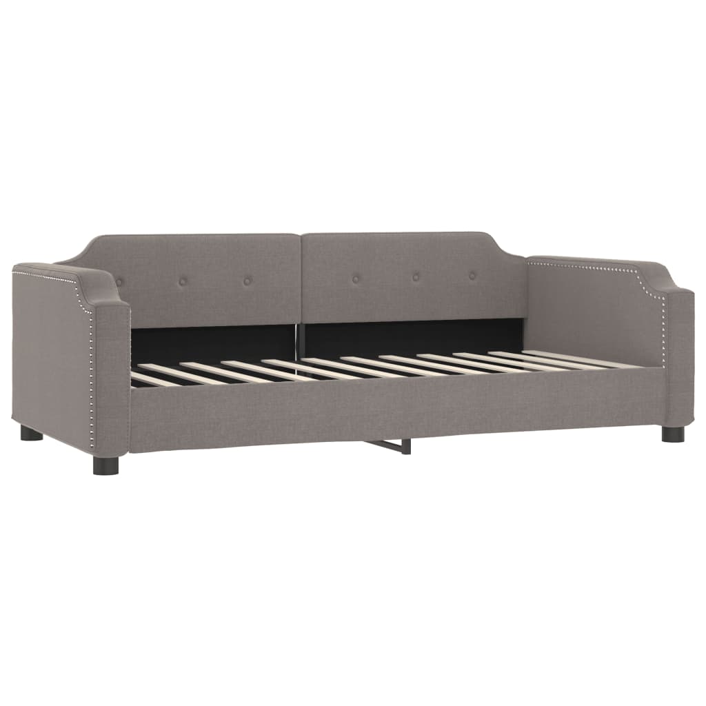 vidaXL Slaapbank met onderschuifbed en matrassen 90x200 cm stof taupe, foto 4