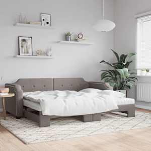 Válenda s přistýlkou a matracemi taupe 90 x 200 cm textil - obrázek 1
