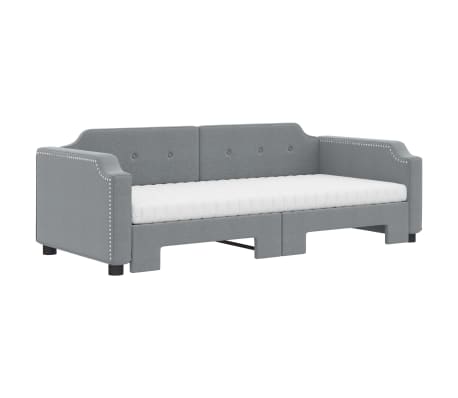 vidaXL Sofa rozsuwana z materacami, jasnoszara, 100x200 cm, tkanina