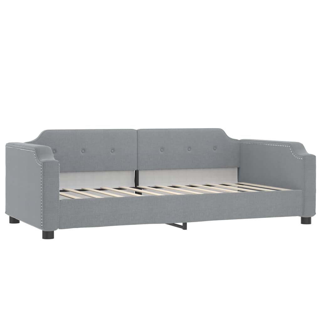 vidaXL Slaapbank onderschuifbed en matrassen 90x190 cm stof lichtgrijs grijs, foto 4