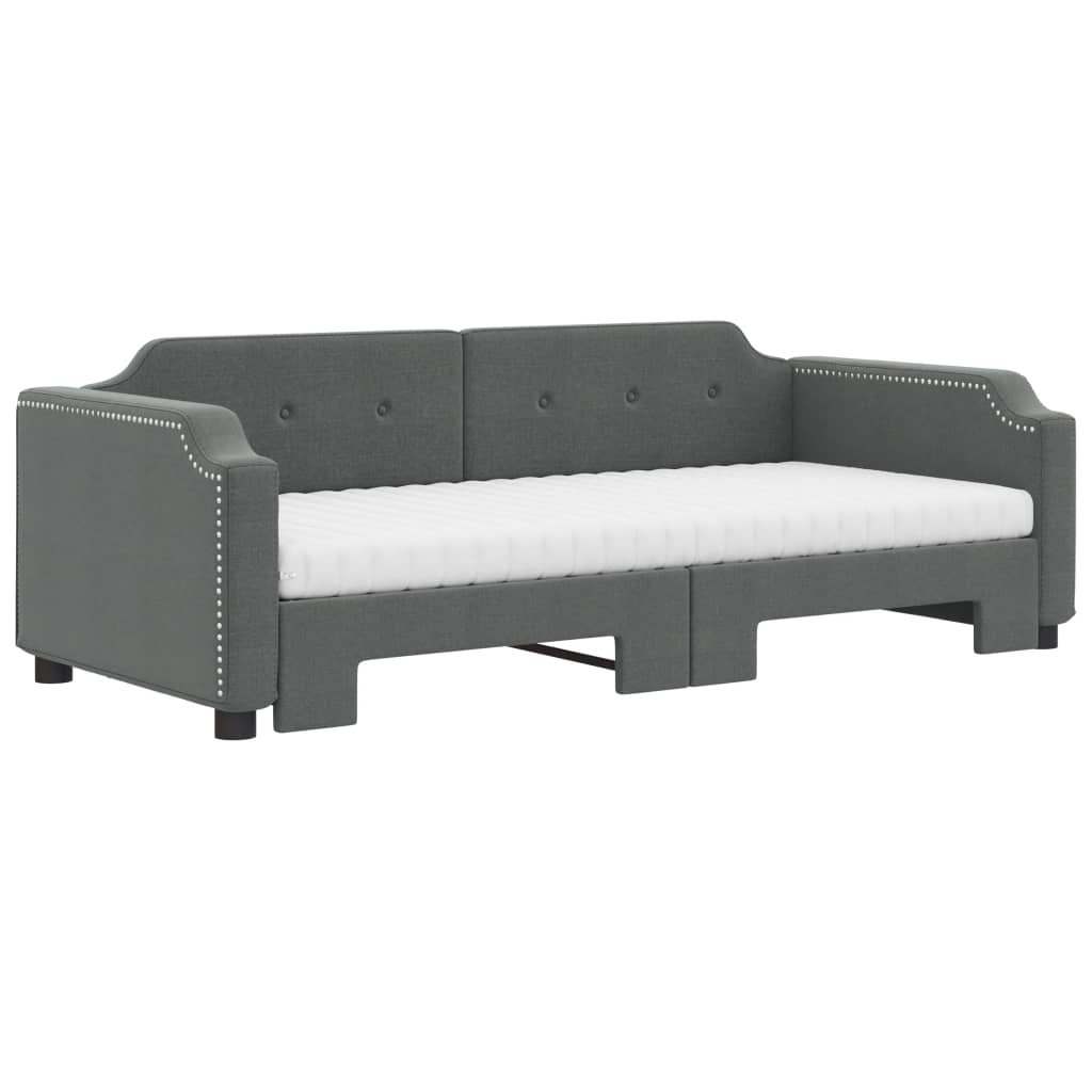 vidaXL Sofá cama nido con colchón tela gris oscuro 90x190 cm