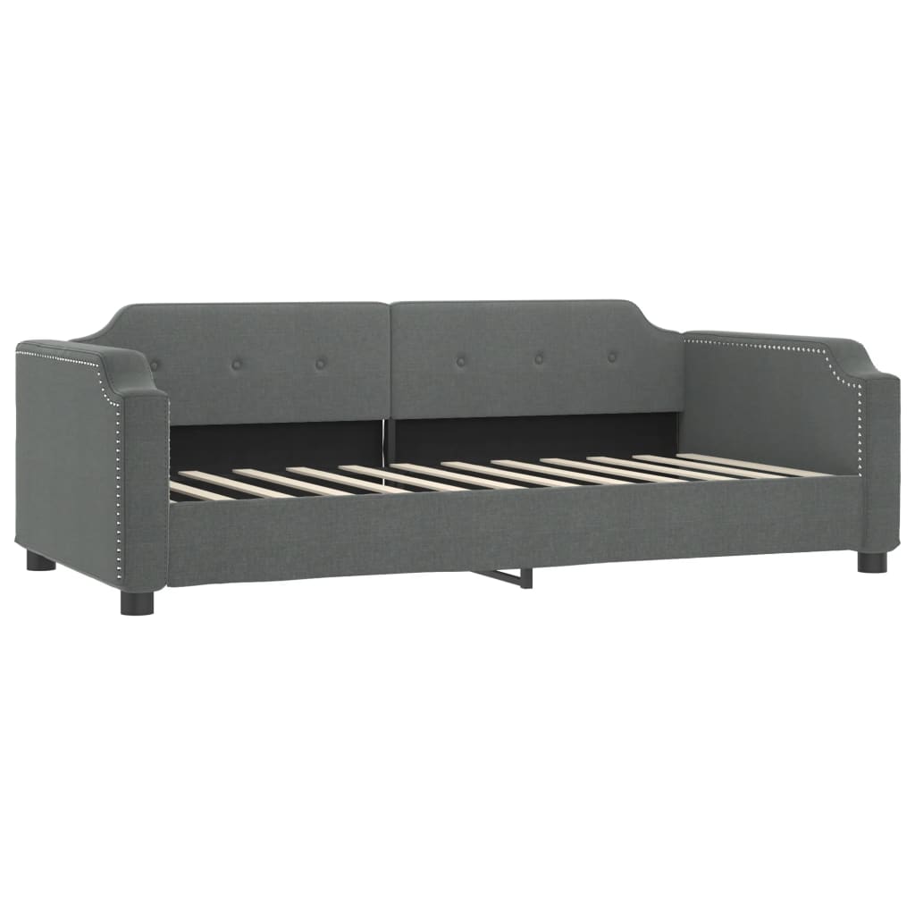 vidaXL Slaapbank onderschuifbed matrassen 90x190 cm stof donkergroen grijs, foto 4