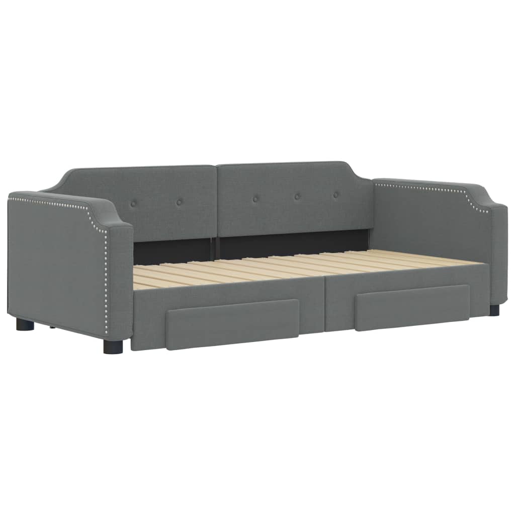 vidaXL Slaapbank onderschuifbed en lades 90x190 cm stof donkergrijs afbeelding