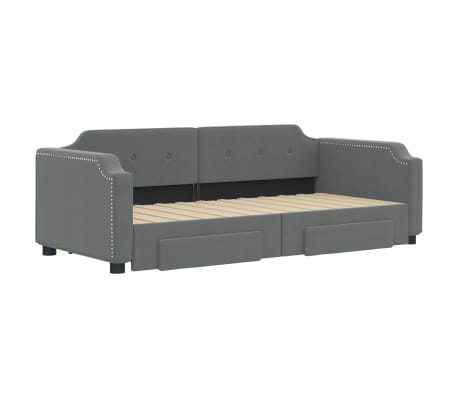 vidaXL Sofá cama nido con cajones tela gris oscuro 90x190 cm