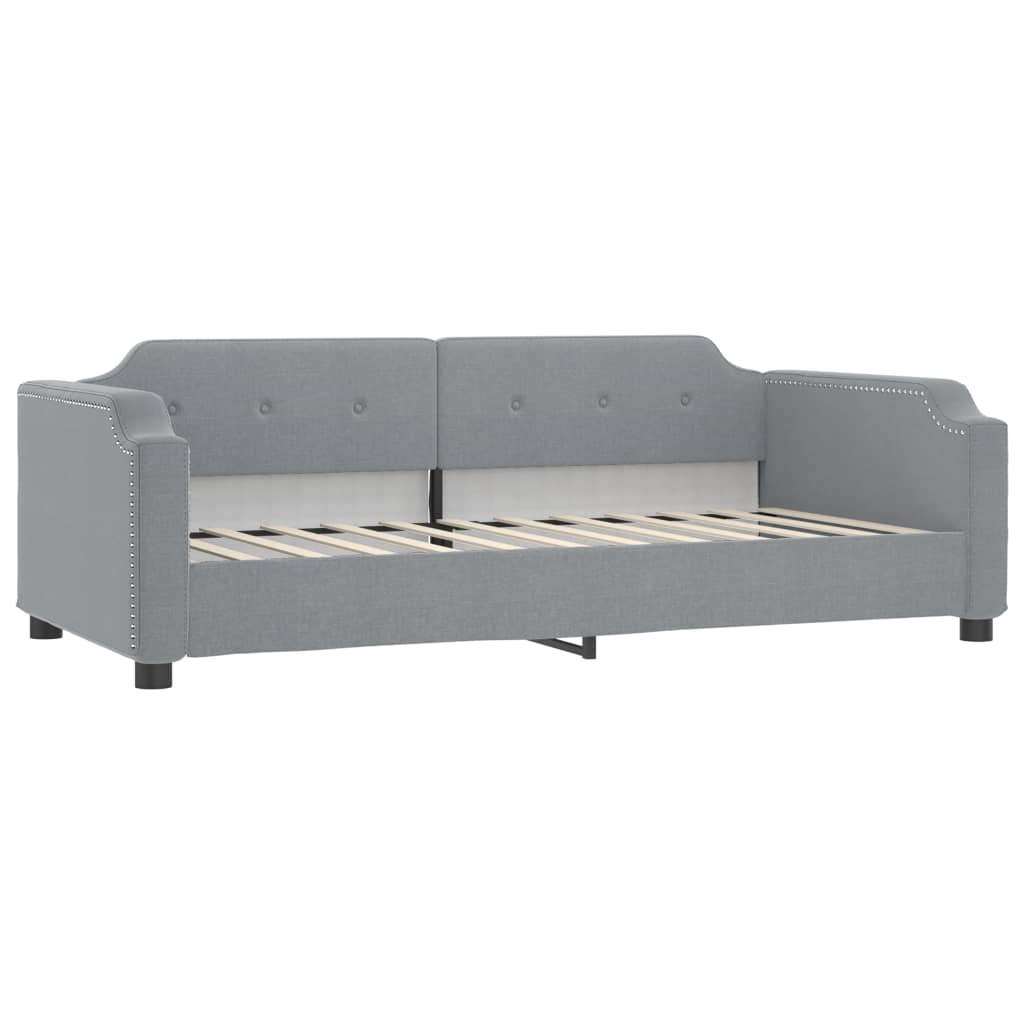 vidaXL Slaapbank met onderschuifbed en lades 80x200 cm stof lichtgrijs grijs, foto 4