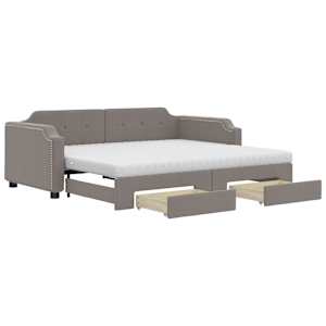 Válenda s přistýlkou a zásuvkami taupe 80 x 200 cm textil - obrázek 2