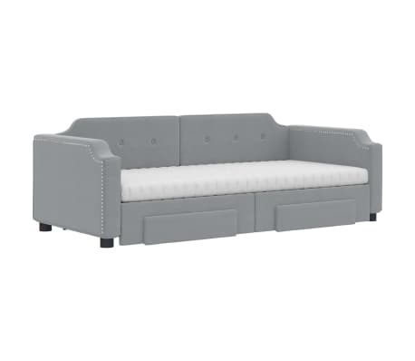 vidaXL Sofa rozsuwana z szufladami, jasnoszara, 100x200 cm, tkanina