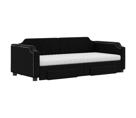 vidaXL Divano Letto Estraibile con Cassetti Nero 90x190 cm in Tessuto