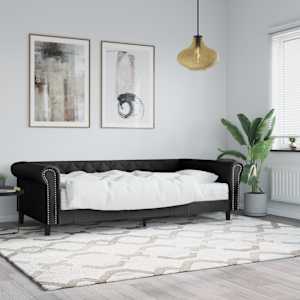 Válenda s matrací černá 90 x 200 cm umělá kůže