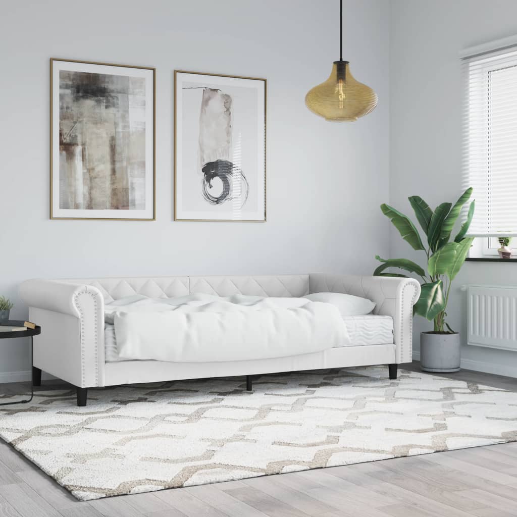 Daybed Kunstlæder - Hvid / med madras / 90 x 200 cm