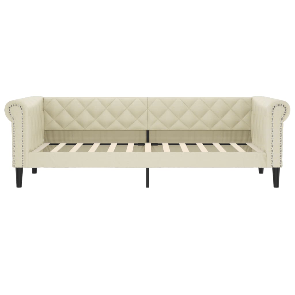 vidaXL Slaapbank met matras 90x200 cm kunstleer crèmekleurig, foto 4