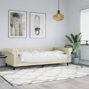 Válenda s matrací krémová 90 x 200 cm umělá kůže