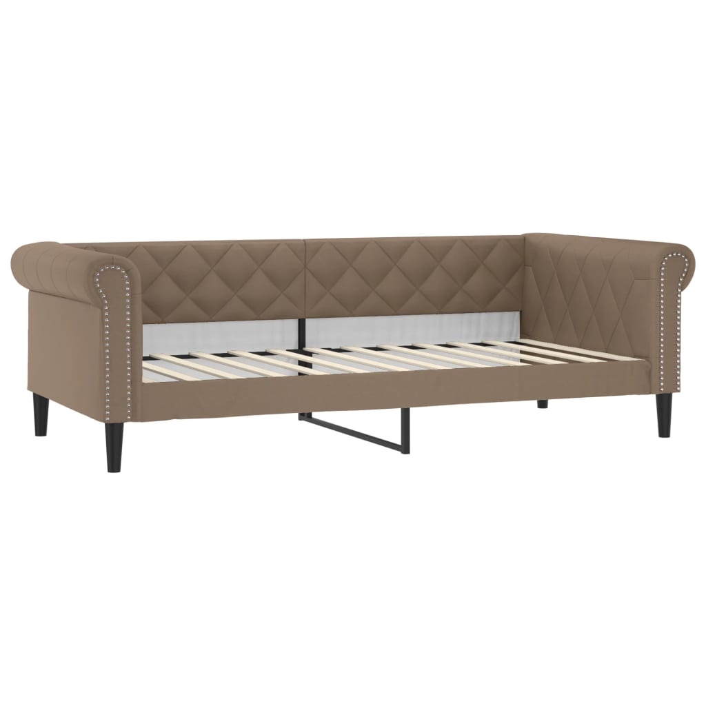 vidaXL Slaapbank met matras 90x200 cm kunstleer cappuccinokleurig afbeelding