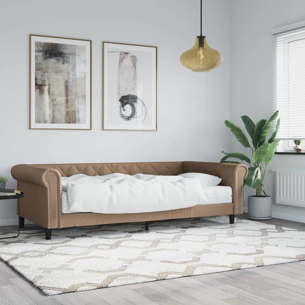 vidaXL Tagesbett mit Matratze Cappuccino 90x200 cm Kunstleder