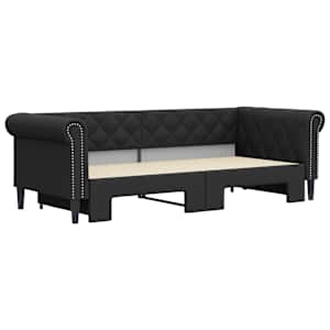 Válenda s přistýlkou černá 90 x 200 cm umělá kůže - obrázek 3