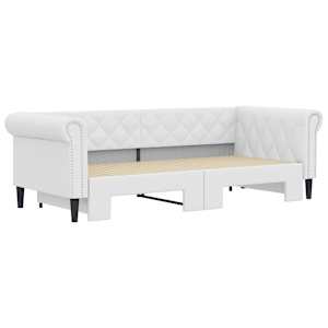 Válenda s přistýlkou bílá 90 x 200 cm umělá kůže - obrázek 3