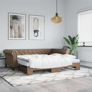 Válenda s přistýlkou cappuccino 90 x 200 cm umělá kůže - obrázek 1