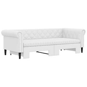 Válenda s přistýlkou a matracemi bílá 90 x 200 cm umělá kůže - obrázek 3