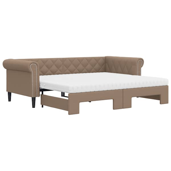 vidaXL diivanvoodi v&auml;ljat&otilde;mmatava osaga Cappuccino 90x200 cm kunstnahk