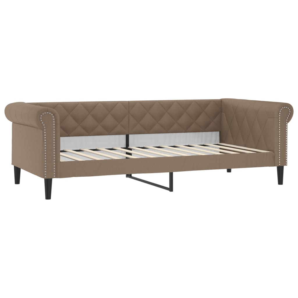 vidaXL Slaapbank onderschuifbed en matrassen 90x200 cm kunstleer bruin, foto 4