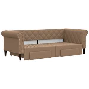 Válenda s přistýlkou a zásuvkami cappuccino 90x200cm umělá kůže - obrázek 3
