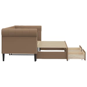 Válenda s přistýlkou a zásuvkami cappuccino 90x200cm umělá kůže - obrázek 4