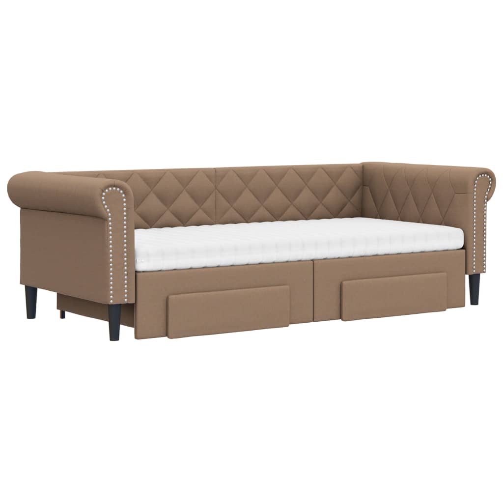 vidaXL cappuccino színű kihúzható műbőr heverő fiókkal 90 x 200 cm