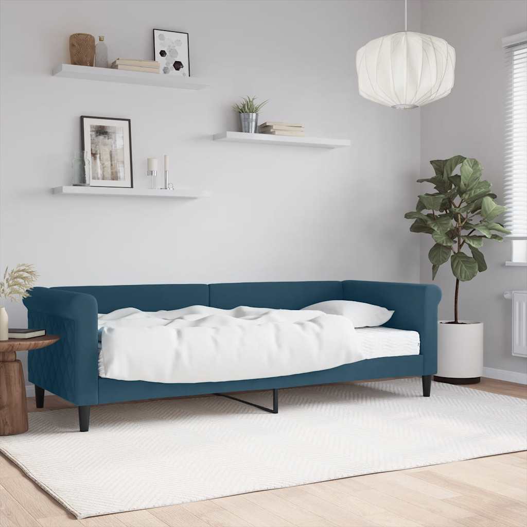 Dagseng med madras 80 x 200 cm i velour - blå