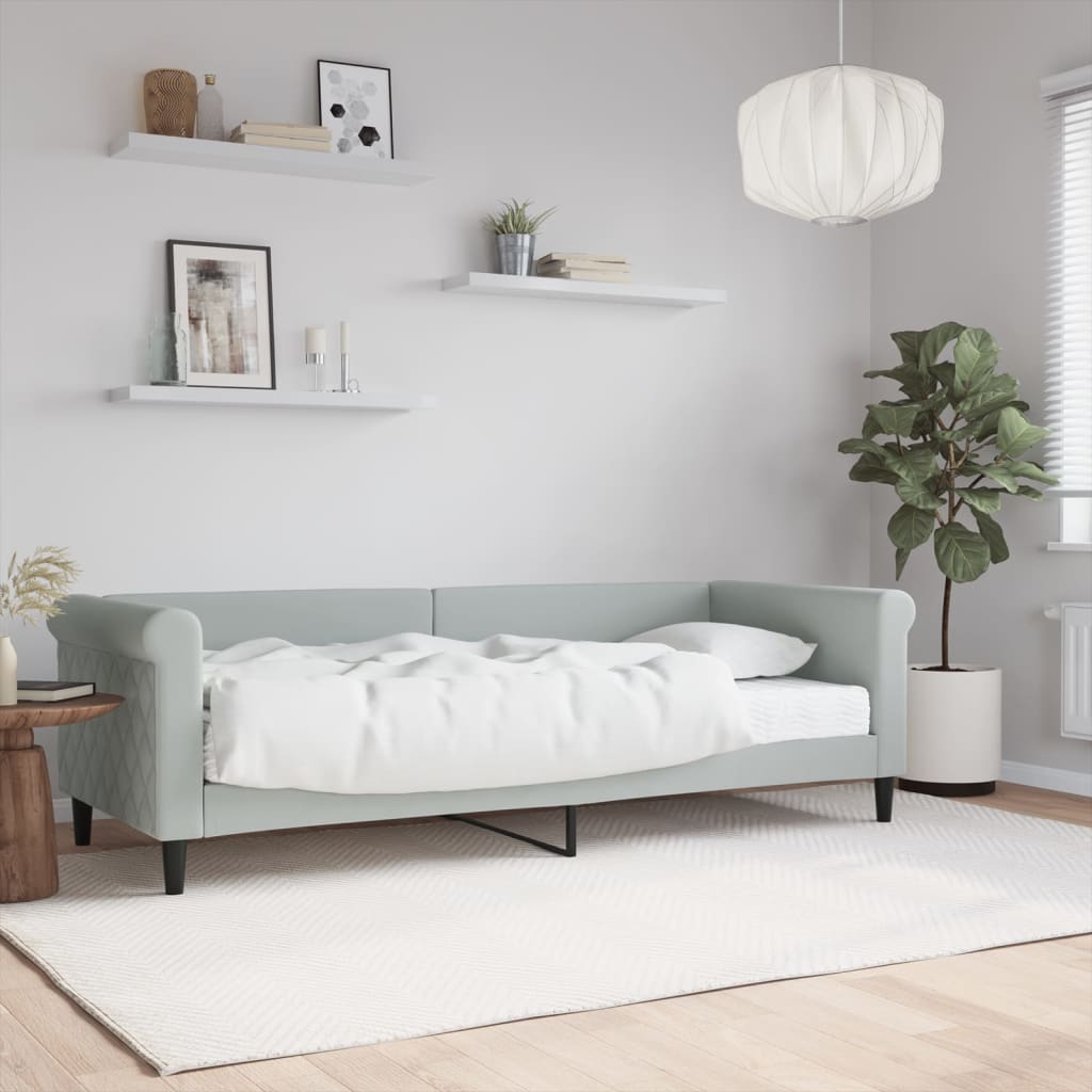 vidaXL daybed med madras 80x200 cm velour lysegrå