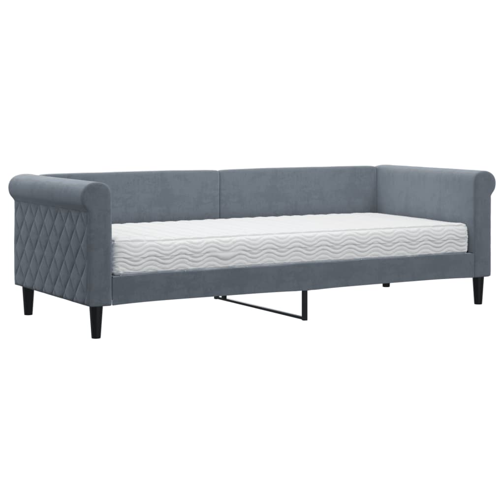 vidaXL Slaapbank met matras 80x200 cm fluweel donkergrijs grijs, foto 3