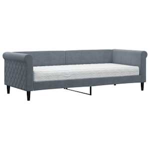 Válenda s matrací tmavě šedá 80 x 200 cm samet - obrázek 2