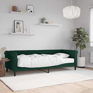 Válenda s matrací tmavě zelená 80 x 200 cm samet - obrázek 1