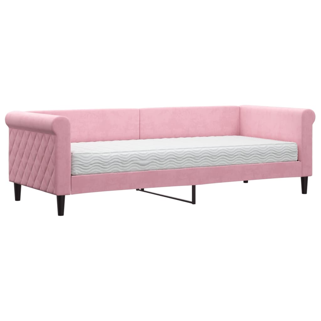 Thumbnail - vidaXL Tagesbett mit Matratze Rosa 80x200 cm Samt