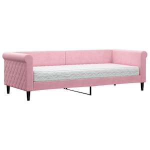 Válenda s matrací růžová 80 x 200 cm samet - obrázek 2