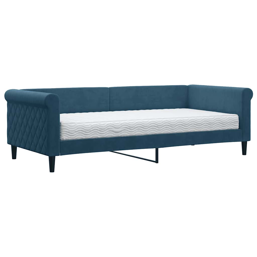 vidaXL Slaapbank met matras 90x200 cm fluweel blauw, foto 3