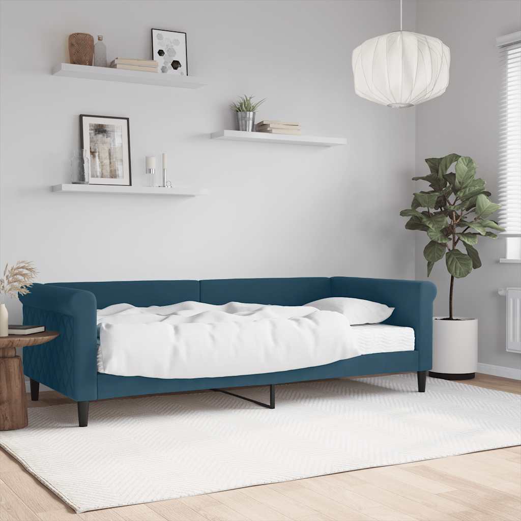vidaXL daybed med madras 90x200 cm velour blå