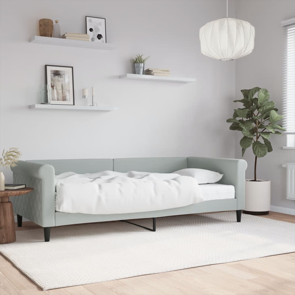 vidaXL daybed med madras 90x200 cm velour lysegrå
