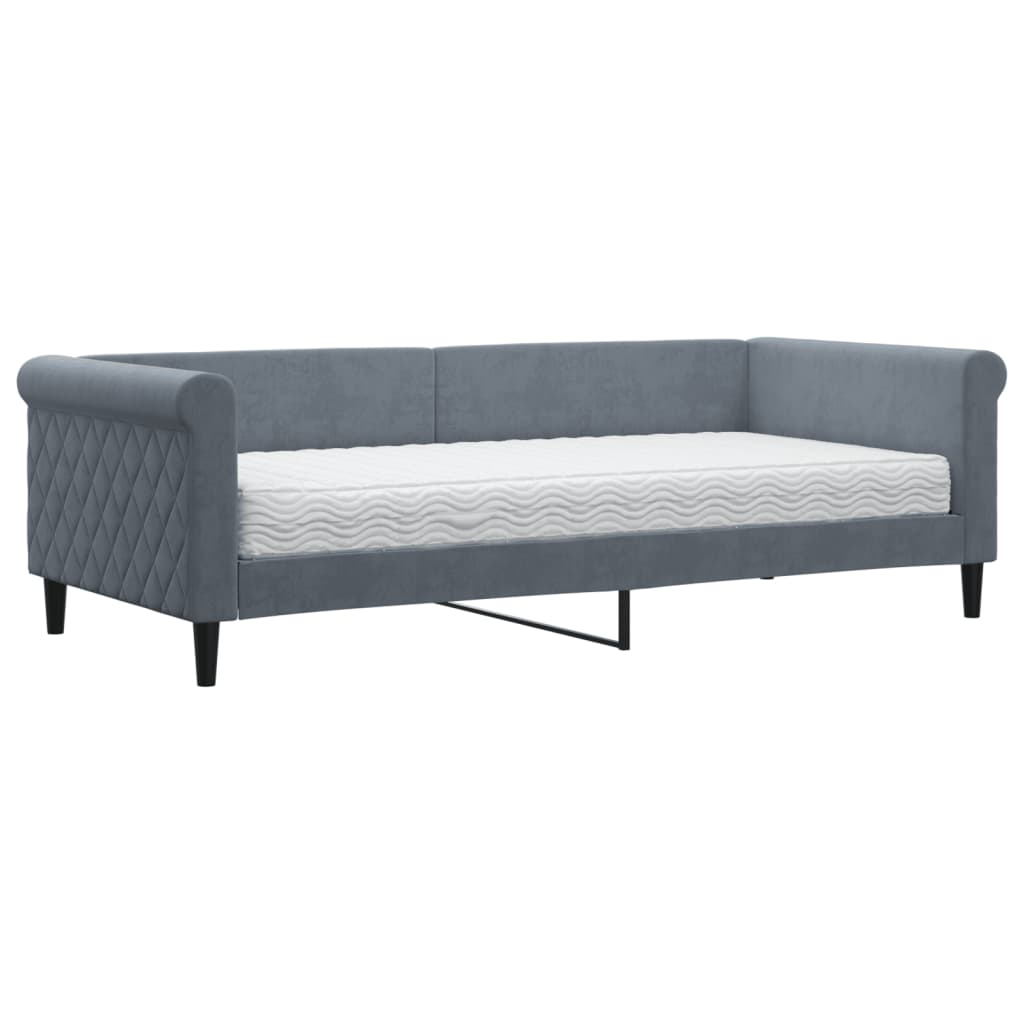 vidaXL Slaapbank met matras 90x200 cm fluweel donkergrijs grijs, foto 3