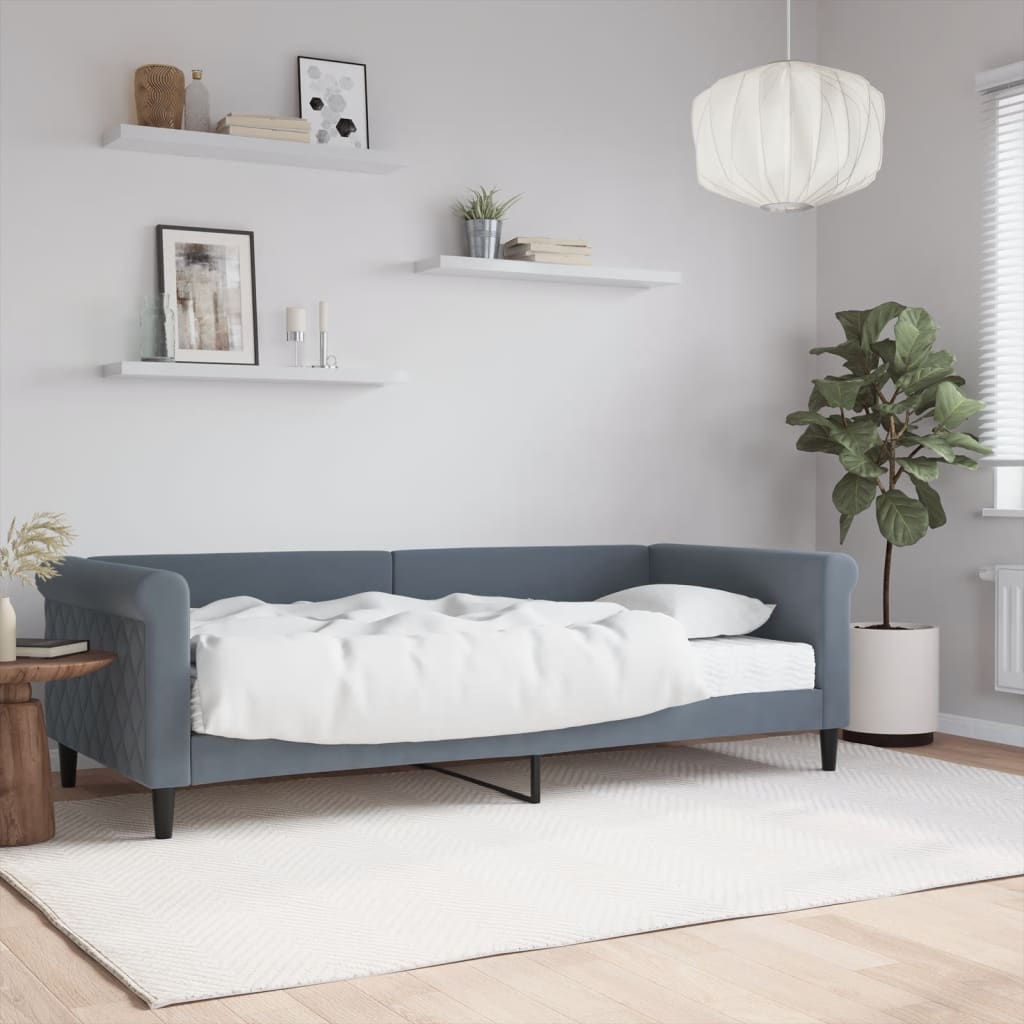 vidaXL daybed med madras 90x200 cm velour mørkegrå