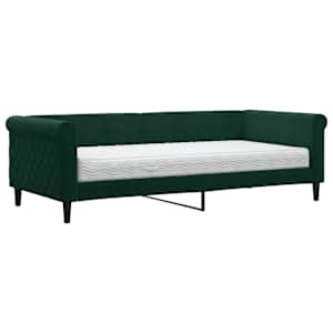 Válenda s matrací tmavě zelená 90 x 200 cm samet - obrázek 2