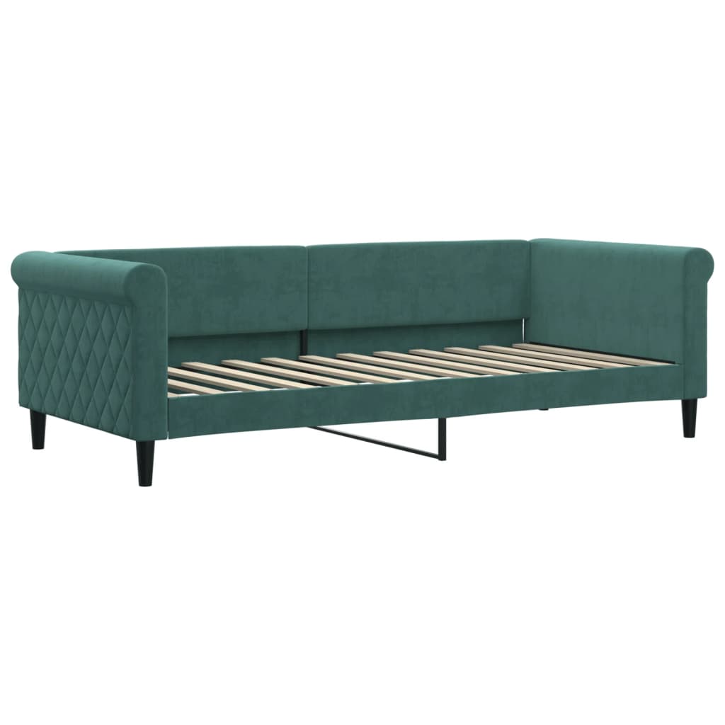 vidaXL Slaapbank met matras 90x200 cm fluweel donkergroen afbeelding