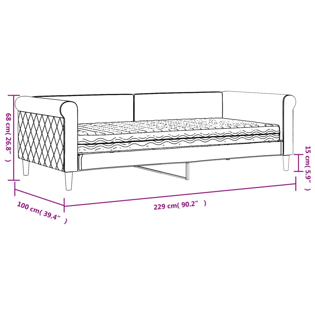 Sofa z materacem do spania, ciemnozielona, 90x200 cm, aksamit