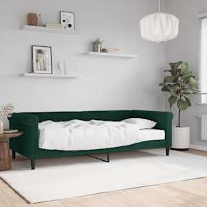 Válenda s matrací tmavě zelená 90 x 200 cm samet - obrázek 1