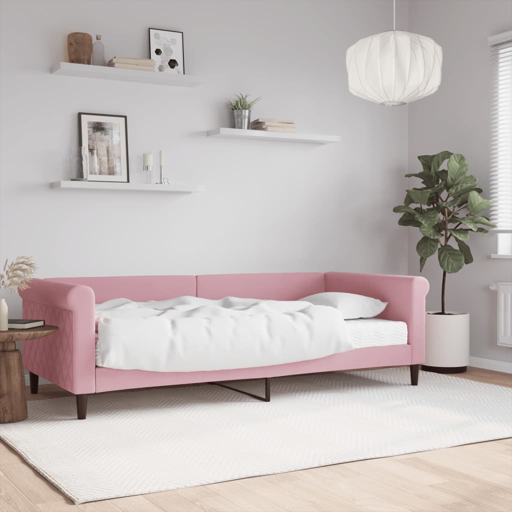 vidaXL Tagesbett mit Matratze Rosa 90x200 cm Samt