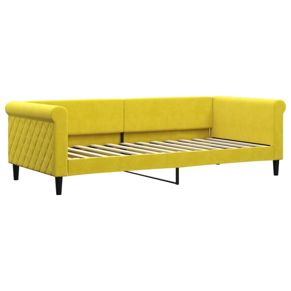 vidaXL Slaapbank met matras 90x200 cm fluweel geel afbeelding